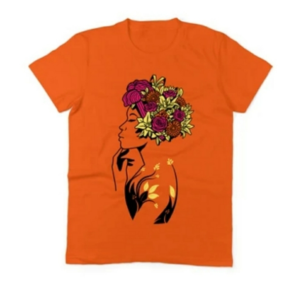 Tops - ($10 ADD ON) Orange T-shirt Floral Plus Top 3X 2X
